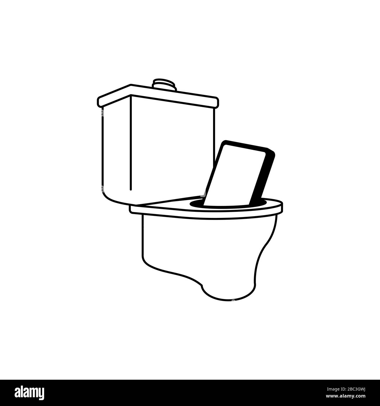 Le téléphone est tombé dans les toilettes. Smartphone dans wc. Illustration vectorielle Illustration de Vecteur