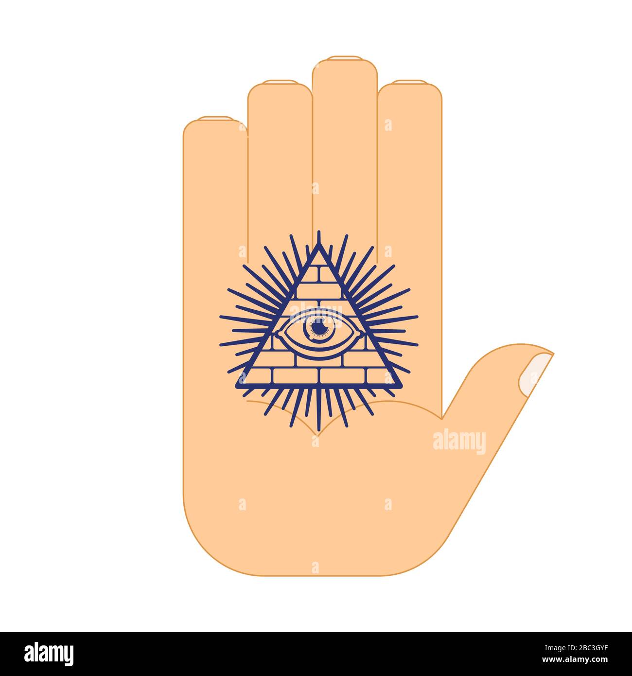 Tatouage du bras oculaire. Symbole du gouvernement mondial. Iluminati  théorie du complot. Signe sacré. Pyramide avec un oeil Image Vectorielle  Stock - Alamy