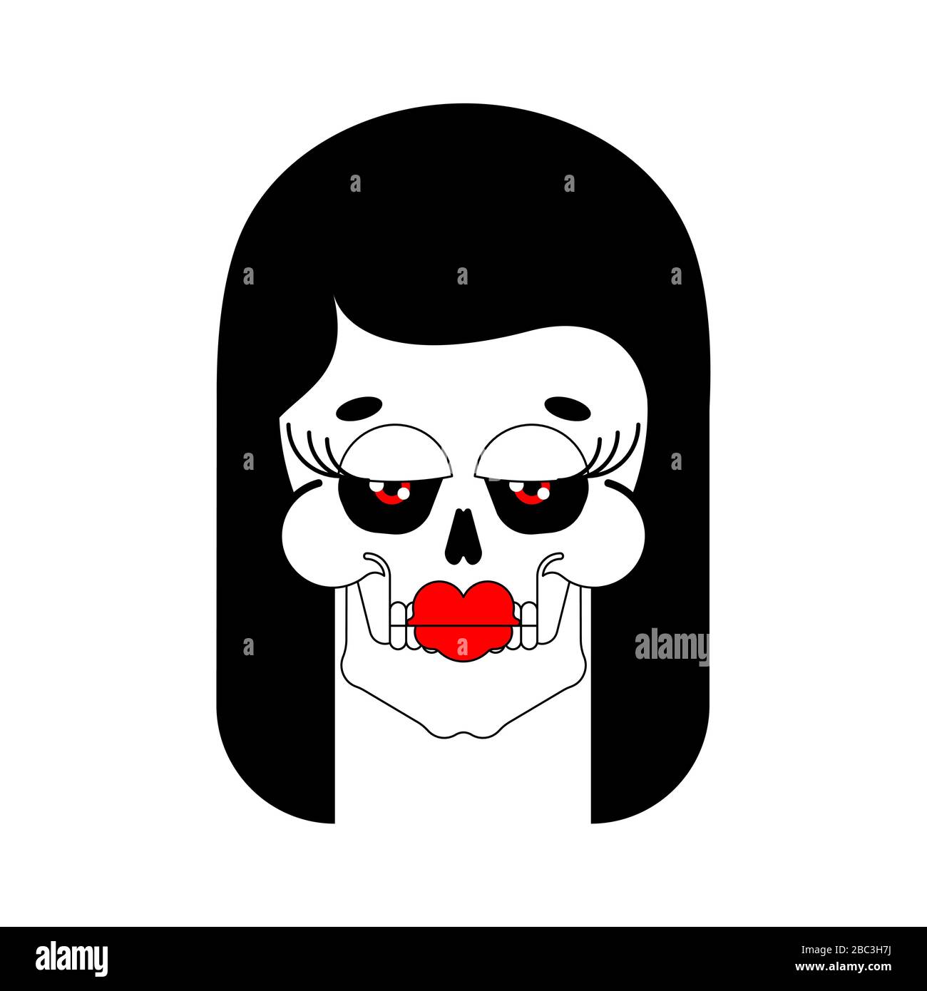 Crâne de fille isolé. Tête de squelette femelle. Illustration vectorielle Illustration de Vecteur