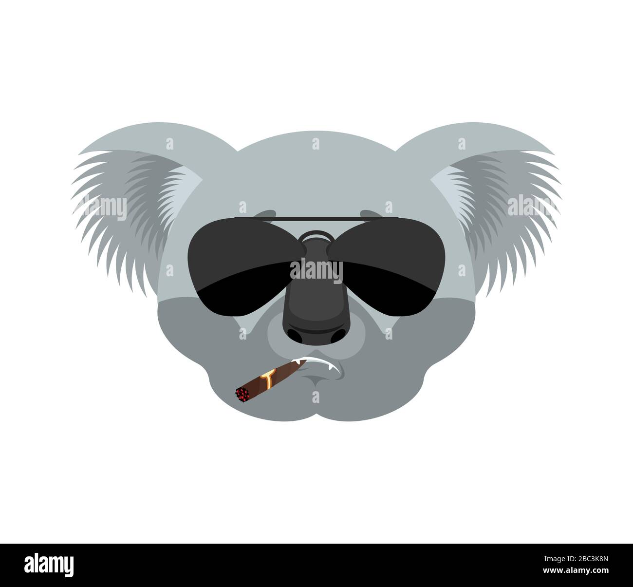 Koala Cool sérieux avatar des émotions. koala ours fumer cigare émoji. Bête stricte. Illustration vectorielle Illustration de Vecteur