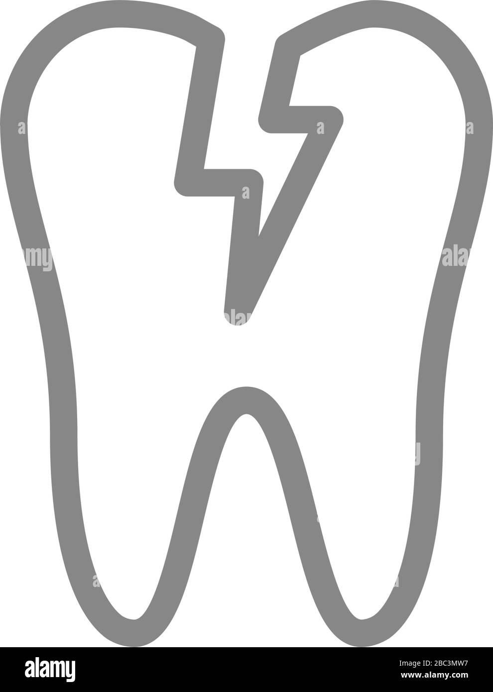 Icône de la ligne de mal à dents. Symbole de dent ébréchée et fissurée Illustration de Vecteur