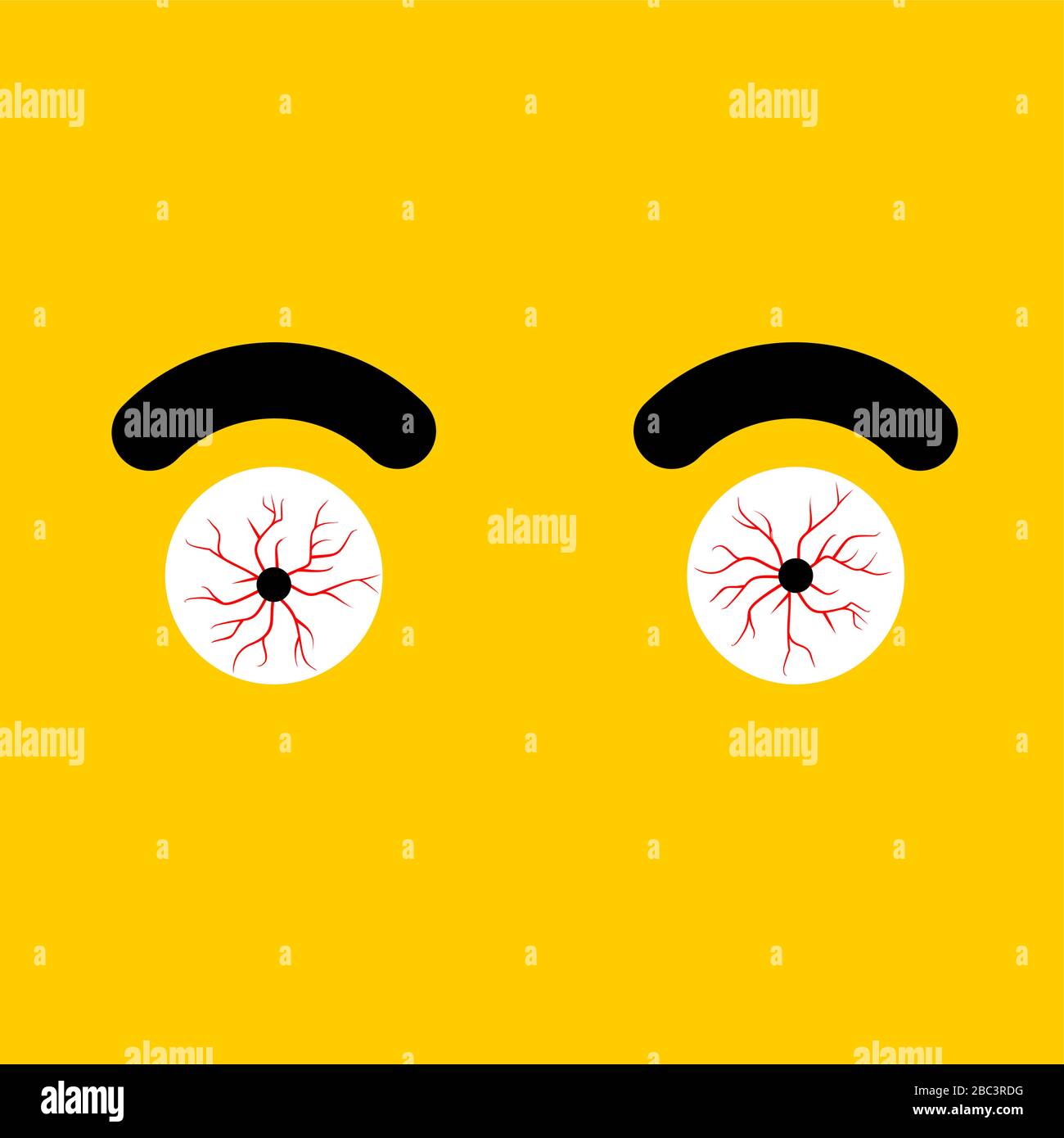 Yeux rouges isolés. Yeux renflés. Ebavure des vaisseaux dans les yeux de la tension. Illustration vectorielle Illustration de Vecteur