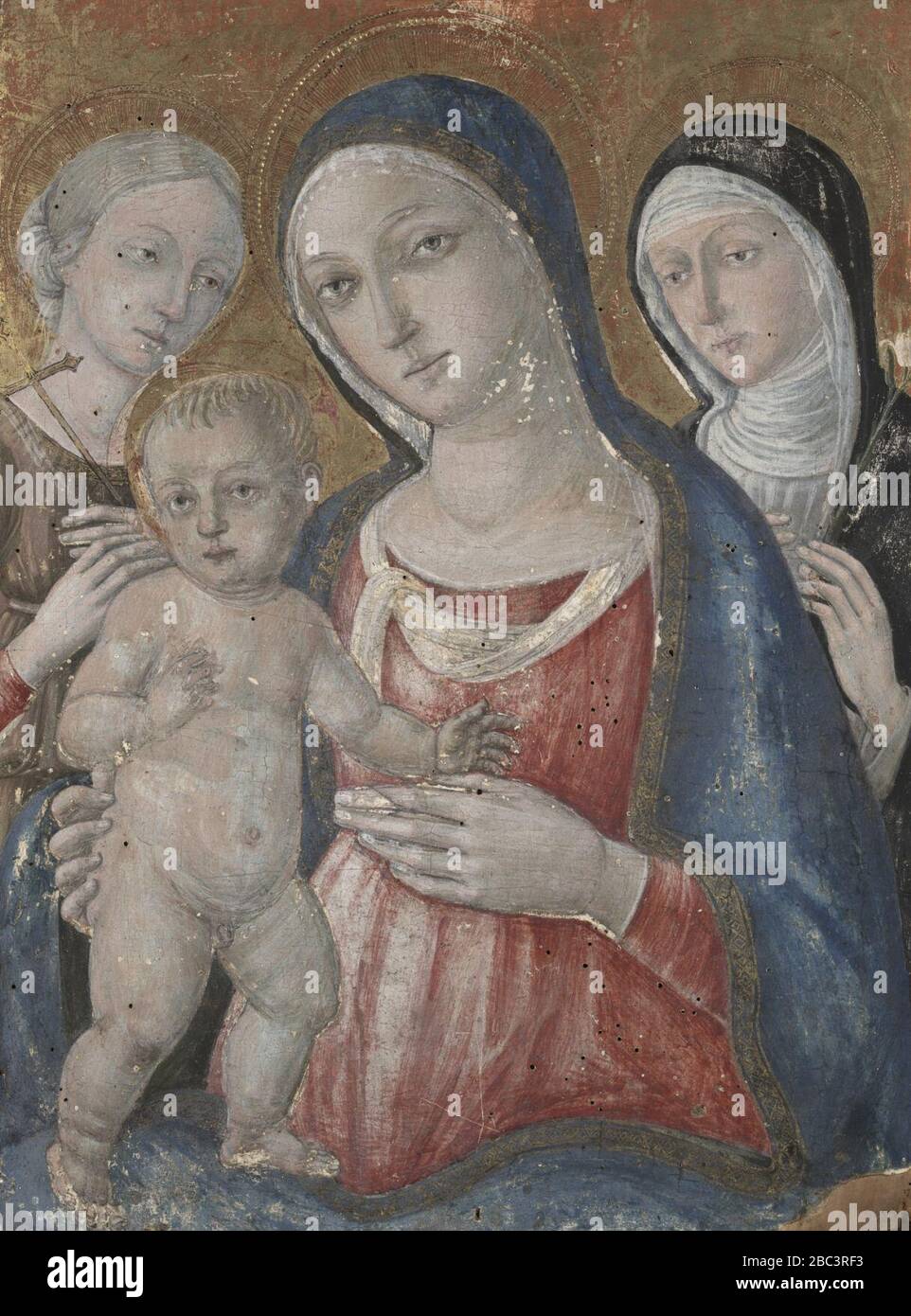 Guidoccio di Giovanni Cozzarelli - Vierge et enfant avec les Saints Margaret et Catherine de Sienne Banque D'Images