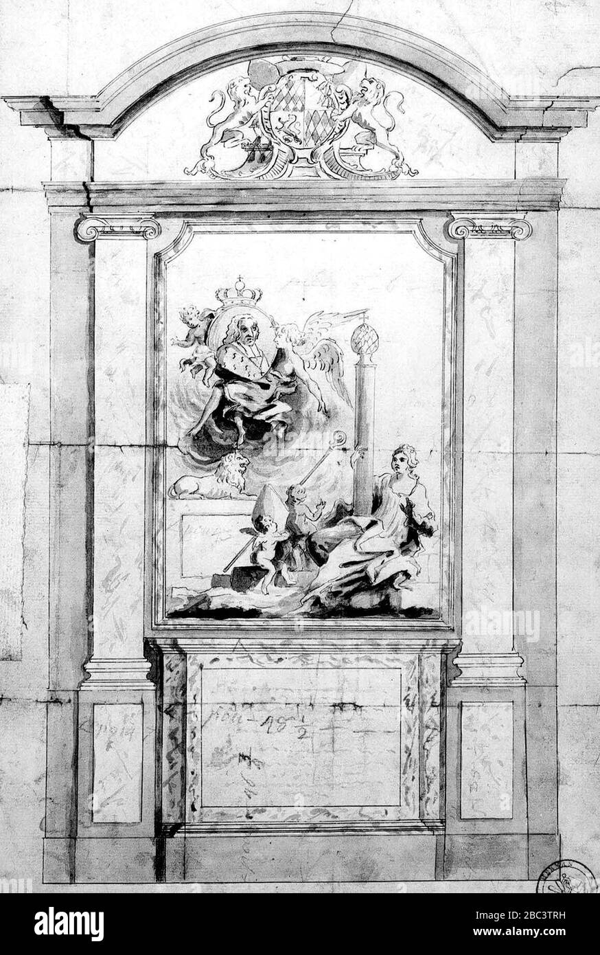 Guillaume Évrard, projet de mausolée pour le Prince-évêque Jean Théodore de Bavière (1763). Banque D'Images