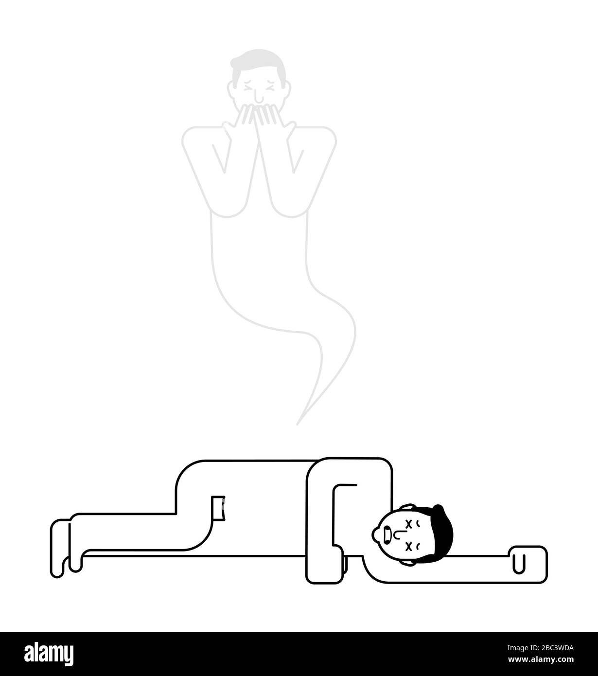 Homme mort et âme. Corps mort et fantôme. Illustration de Vecteur