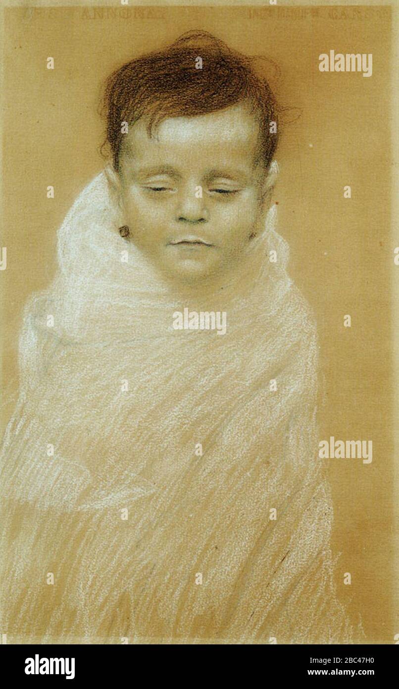 Gustav Klimt - Portrait du fils mort de l'artiste - Otto Zimmermann DLC Vienne. Banque D'Images