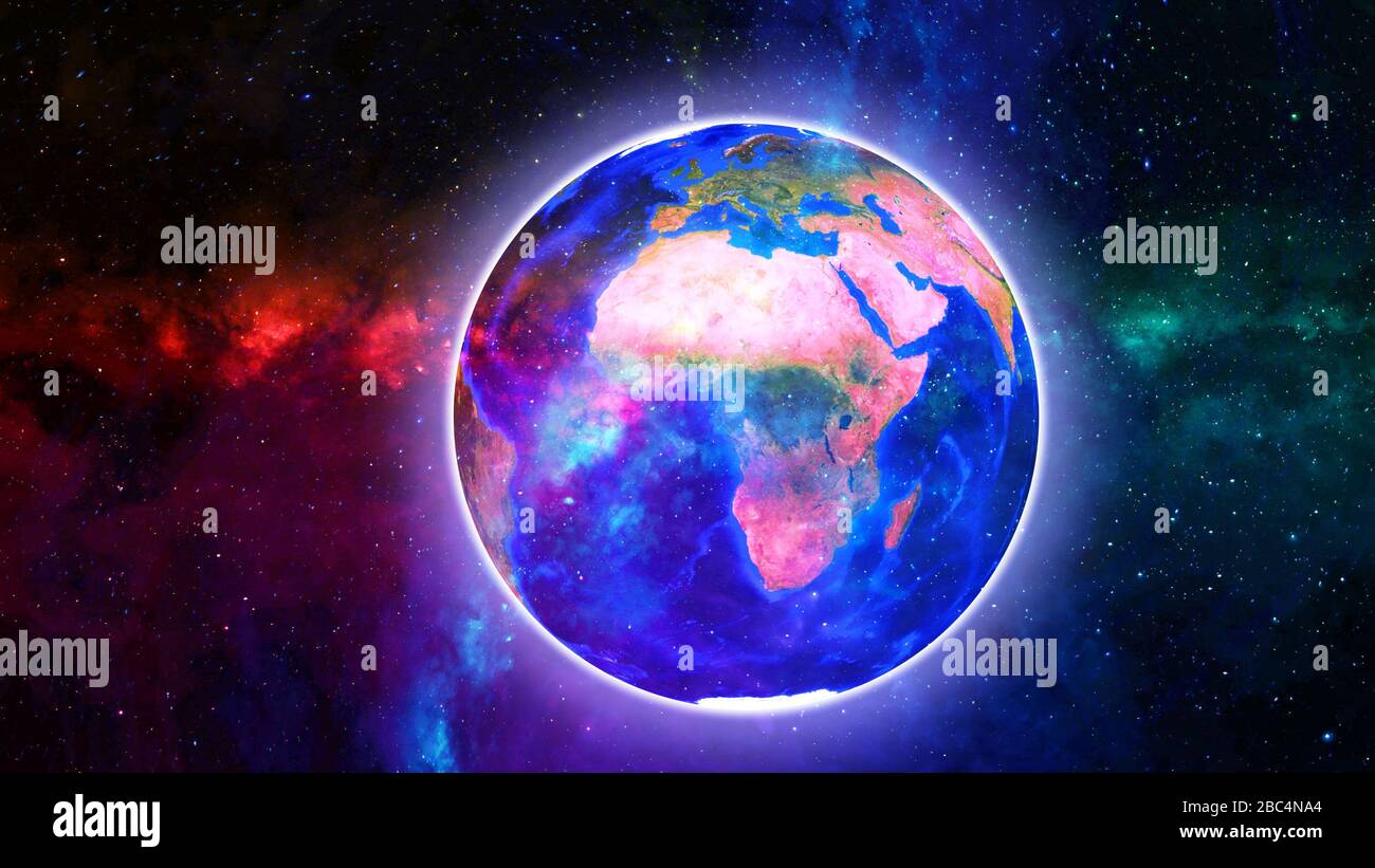 Vue planète Terre haute résolution. Le monde Globe de l'espace dans un  champ en étoile montrant le terrain et les nuages.meublé par la nasa Photo  Stock - Alamy