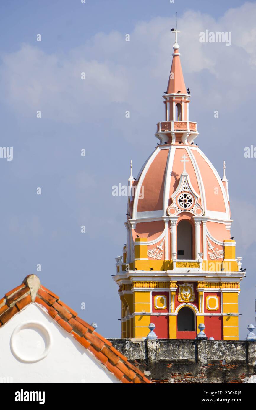 vue sur la magnifique cathédrale de carthagène colombie Banque D'Images