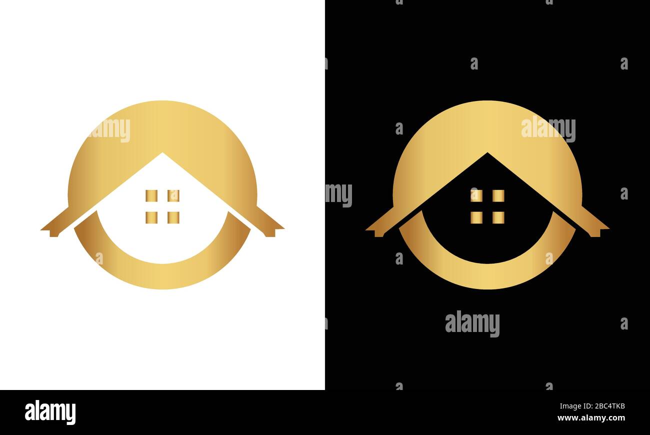 O lettre logo de forme de toit. Logo immobilier Illustration de Vecteur