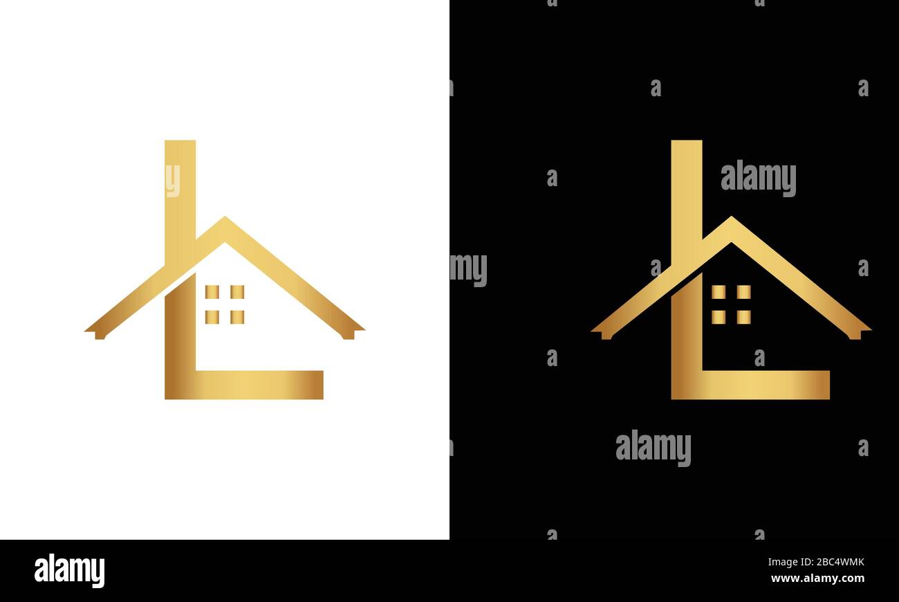 L lettre logo de forme de toit. Logo immobilier Illustration de Vecteur