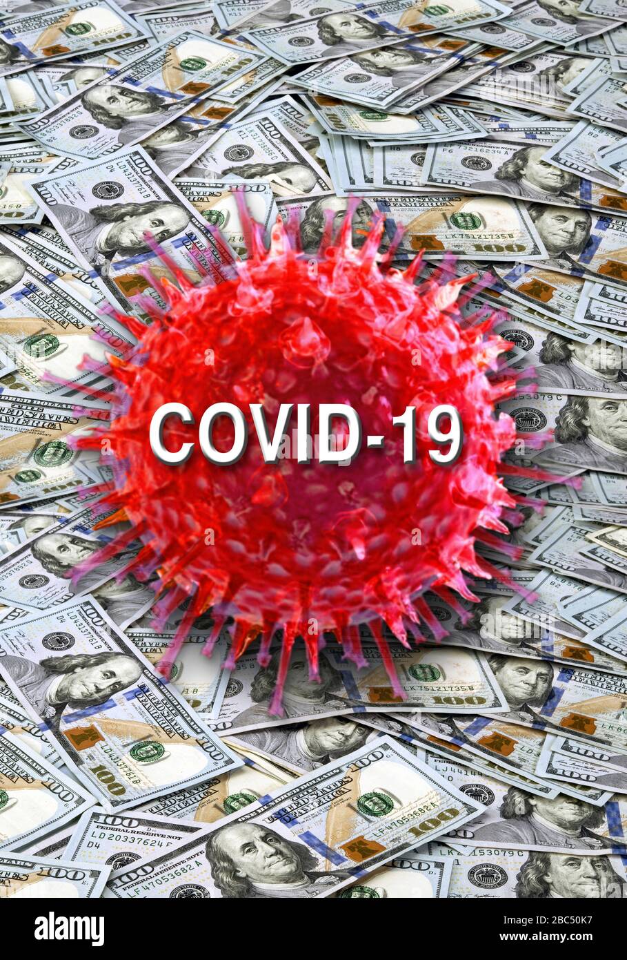 COVID-19 avec le coût élevé pour l'Amérique. Banque D'Images