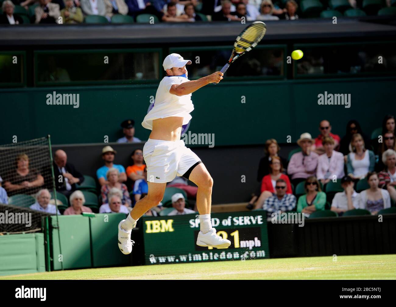 Andy Roddick aux États-Unis en action contre David Ferrer en Espagne Banque D'Images