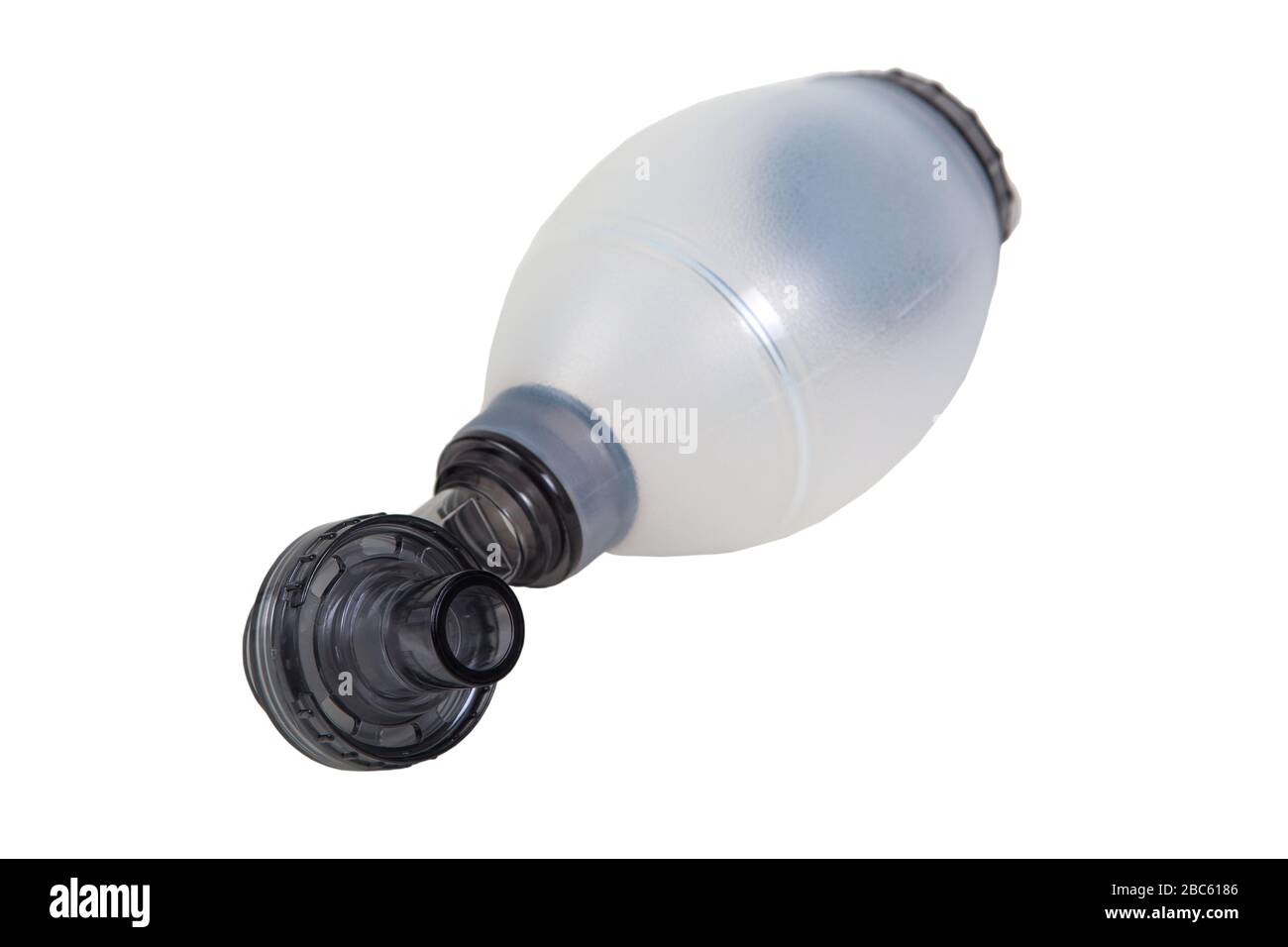 Sac médical moderne ambu pour ventilation pulmonaire artificielle isolé sur blanc Banque D'Images