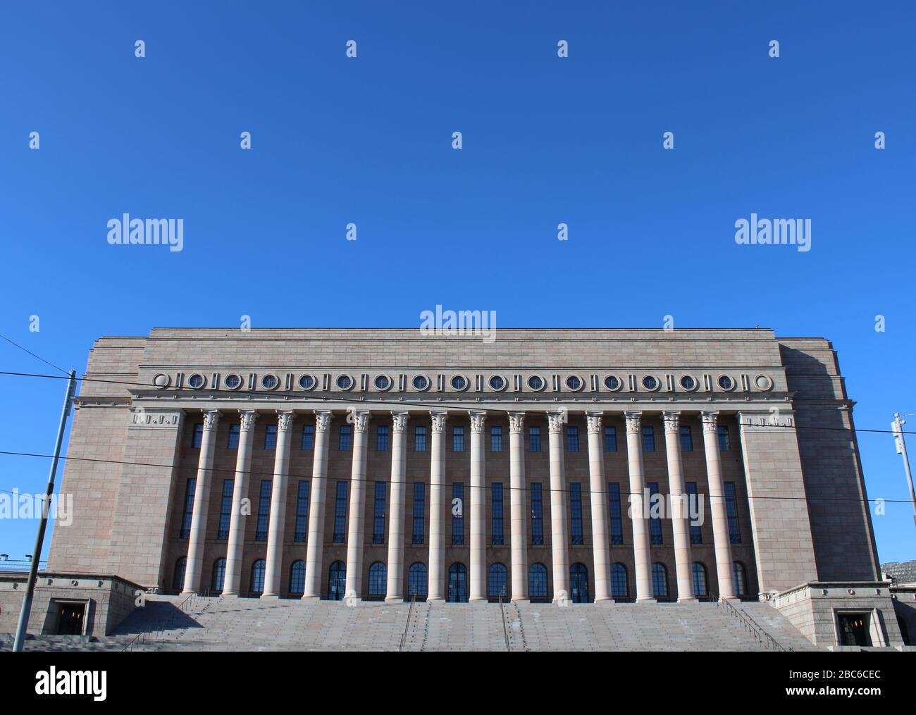 Parlement finlandais, Euskuntatatalo conçu par J. S. Siren, Helsinki, Finlande. Banque D'Images