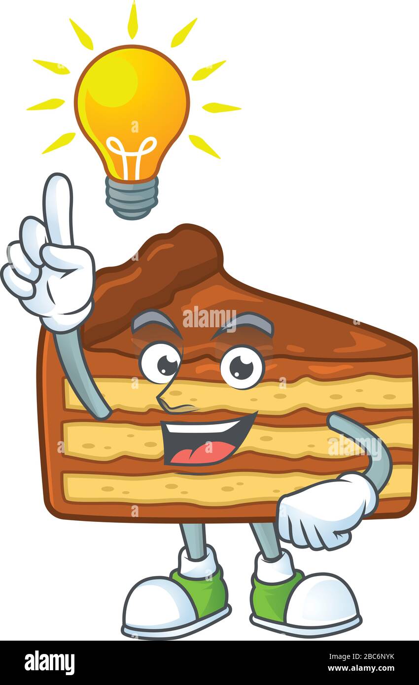 Un Genie Chocolat Tranche Gateau Mascotte Personnage Design Ont Une Idee Image Vectorielle Stock Alamy