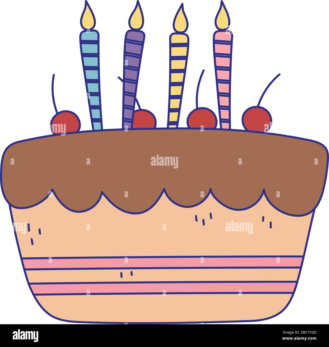 Joyeux Anniversaire Gateau Sucre Avec Bougies Decoration Celebration Isolation Design Icone Illustration Vectorielle Image Vectorielle Stock Alamy