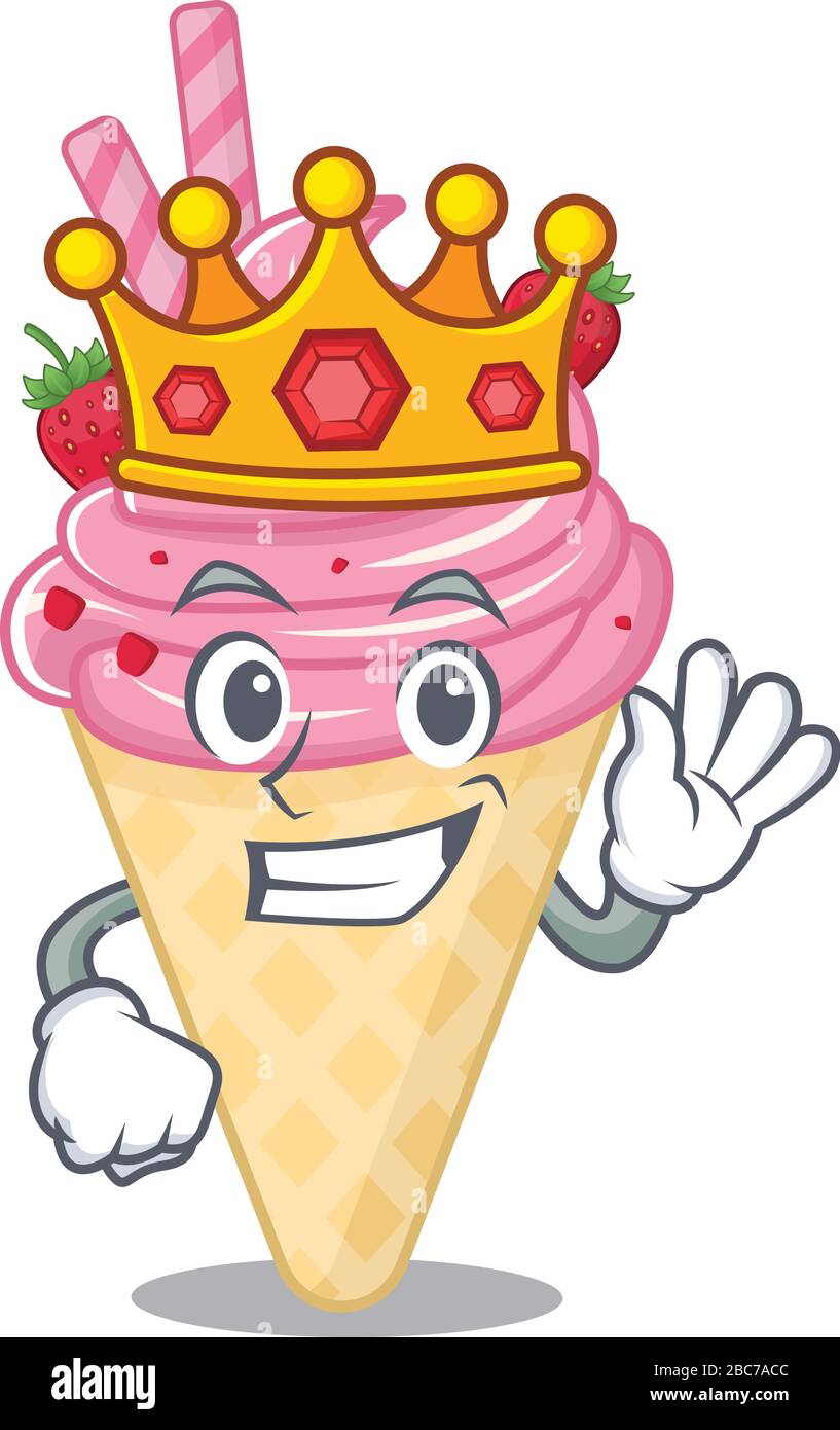 Un Sage King de crème glacée à la fraise style mascotte Illustration de Vecteur