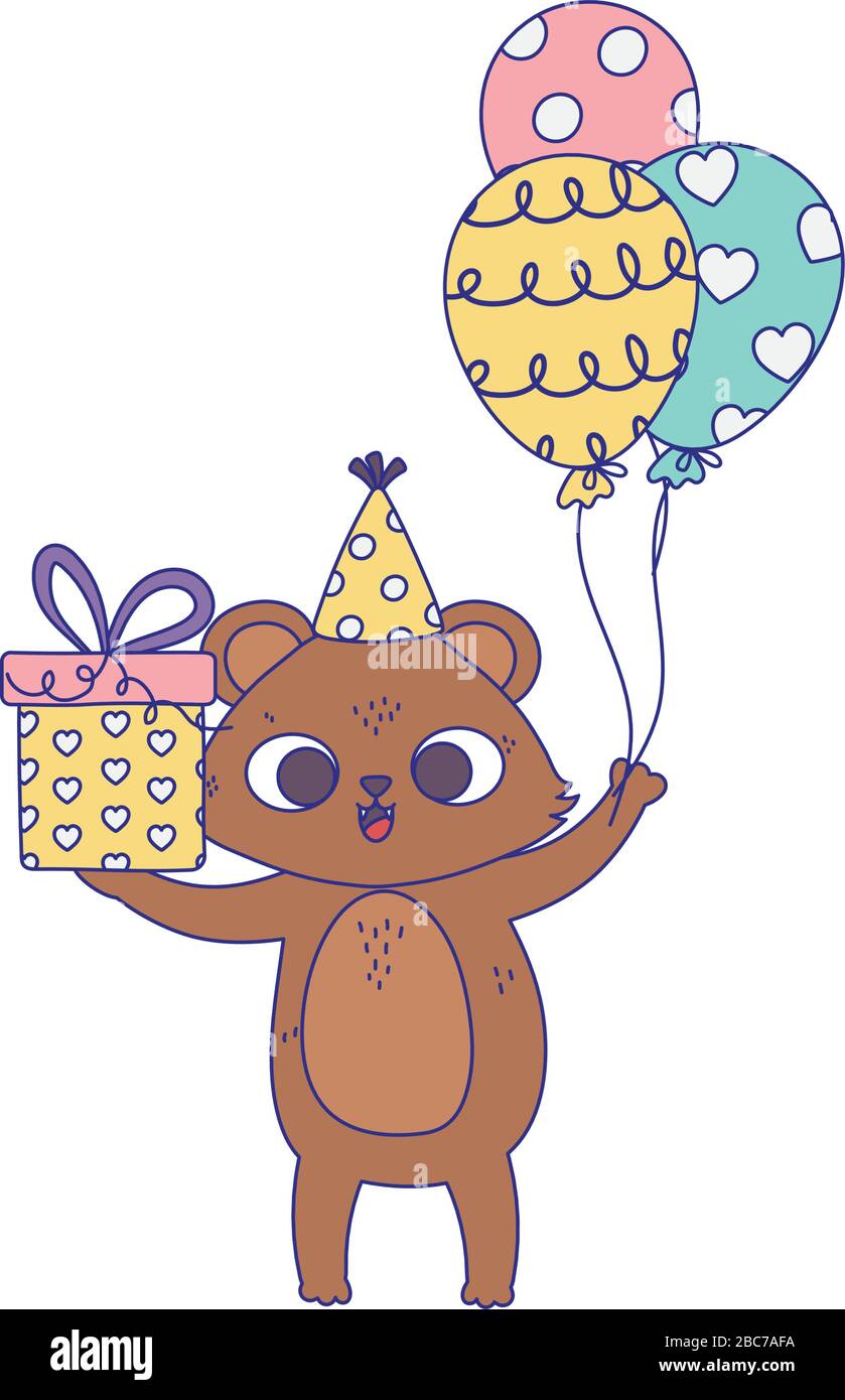 Joyeux Anniversaire Petit Ours Avec Chapeau De Fete Et Ballons Celebration Isolation Design Icone Illustration Vectorielle Image Vectorielle Stock Alamy Joyeux Anniversaire Petit Ours Avec Chapeau De Fete Et Ballons Celebration Isolation Design Icone Illustration Vectorielle Image Vectorielle Stock Alamy