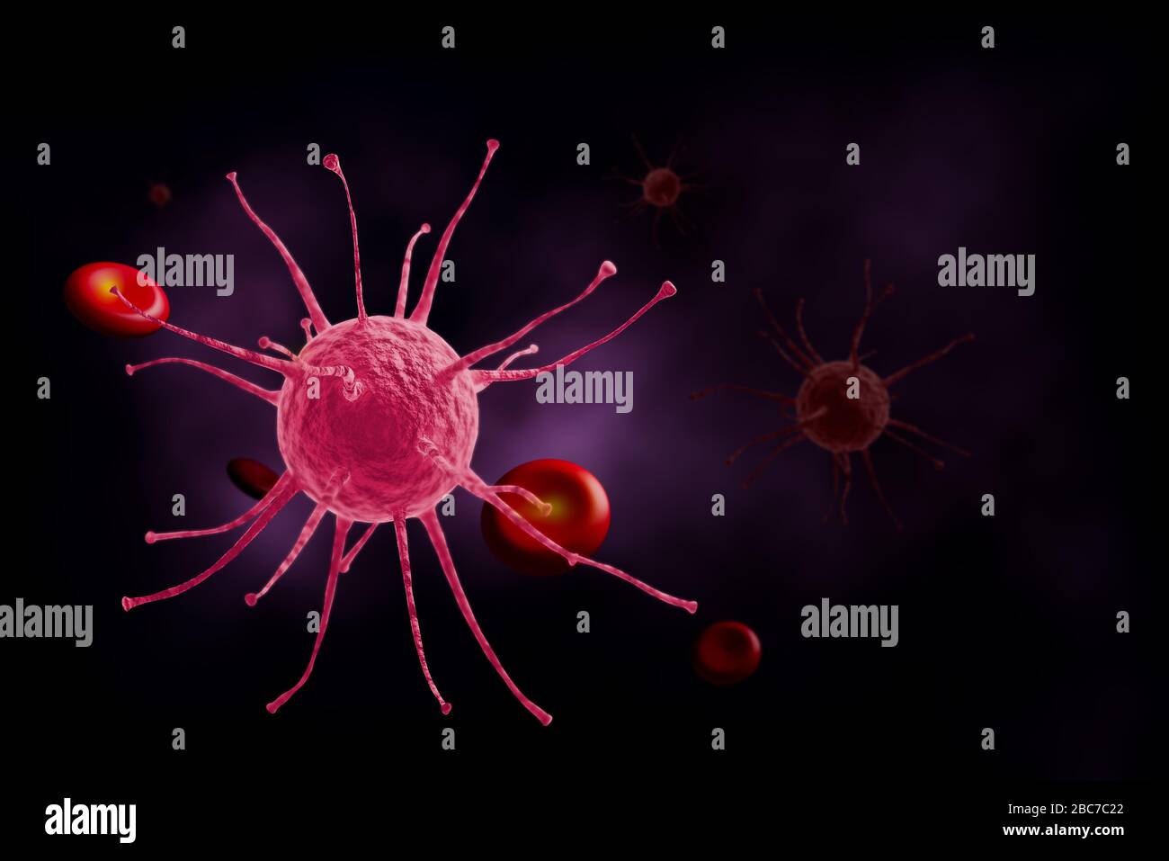 Virus covid19, virus modèle d'infection 3D rendu d'illustration Banque D'Images