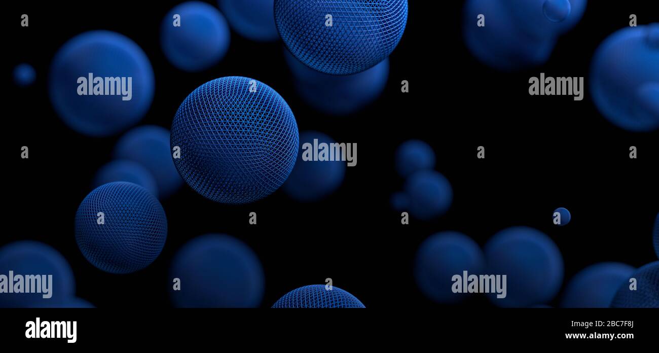 Rendu 3D abstrait de formes géométriques. Conception moderne de l'arrière-plan avec sphères Banque D'Images