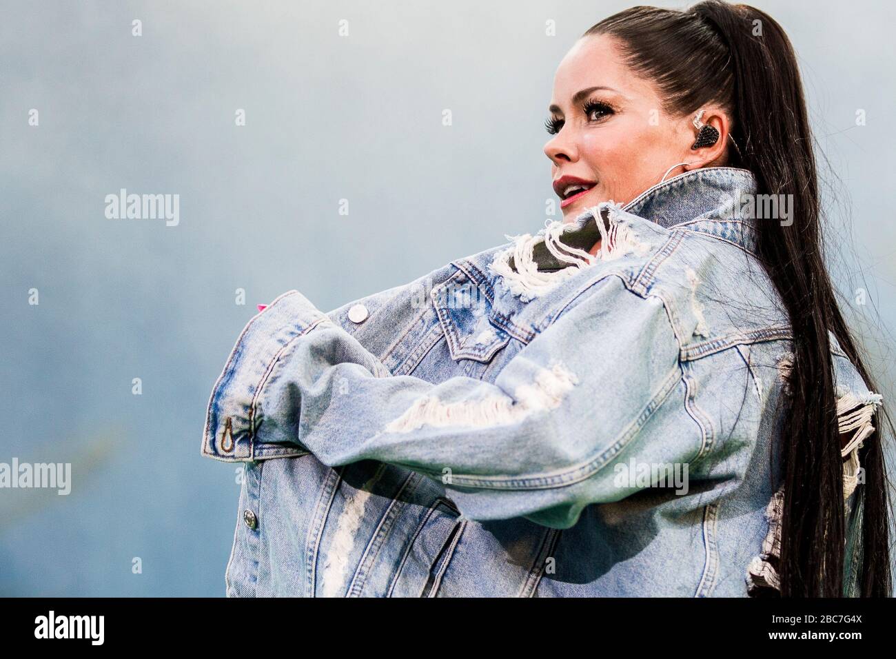 Jelling, Danemark. 25 mai 2018. L'eurodance danoise Aqua organise un concert en direct lors du festival de musique danois Jelling Festival 2018. Ici la chanteuse Lene Nystrøm est vu en direct sur scène. (Crédit photo: Gonzales photo - Lasse Lagoni). Banque D'Images