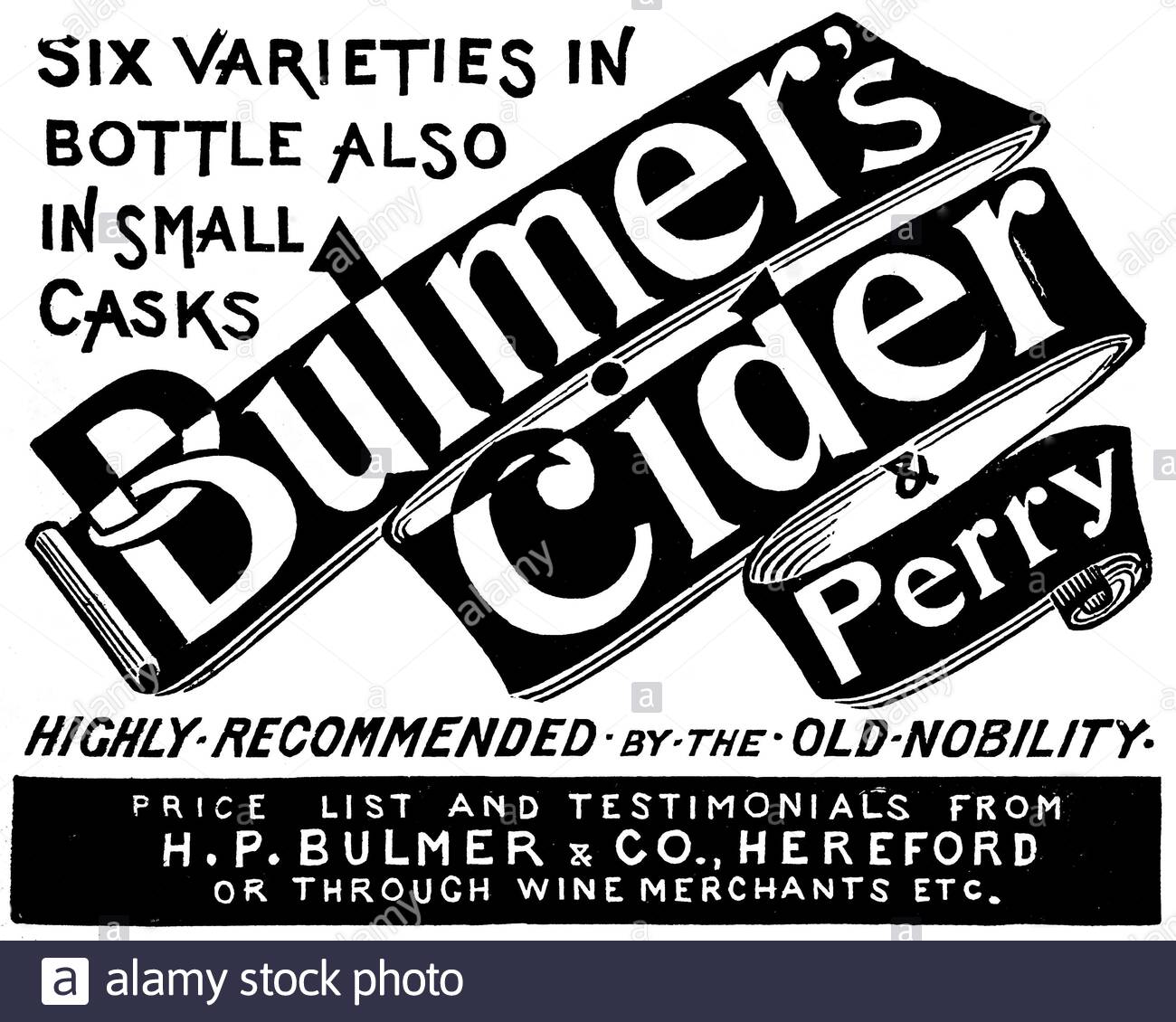 Époque victorienne, Bulmer's Cider et Perry, publicité ancienne à partir de 1896 Banque D'Images