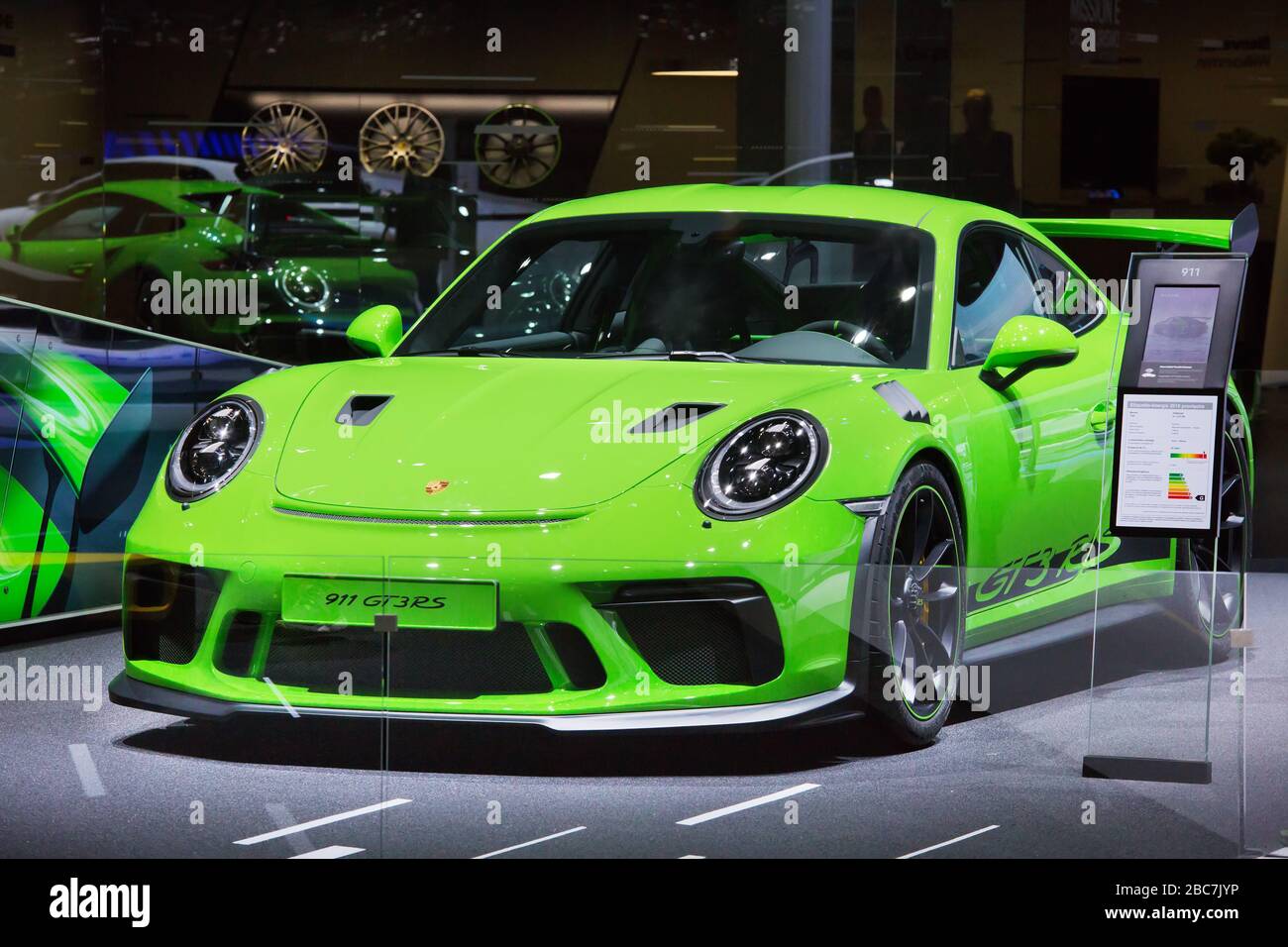 GENÈVE, SUISSE - 6 mars 2018 : Porsche 911 GT 3 RS in Porsche Schweiz AG site d'exposition au 88ème salon international de l'automobile de Genève à Palexpo Banque D'Images