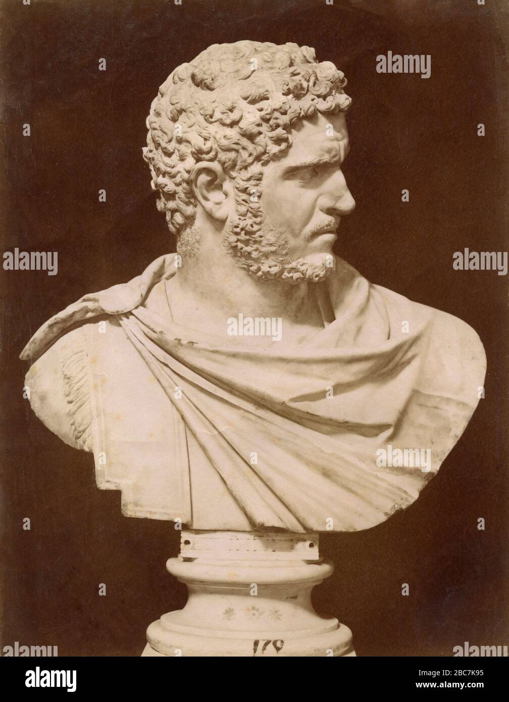 Buste de marbre de l'empereur romain Caracalla, Musée National, Naples, Italie, 1890 Banque D'Images