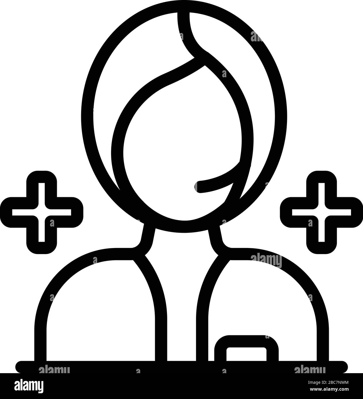 Icône infirmière de service social, style de contour Illustration de Vecteur