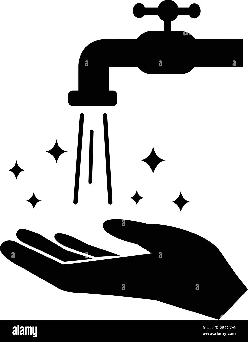 Mains sous l'eau tombant hors du robinet lave les mains, icône d'hygiène illustration vectorielle de style plat Illustration de Vecteur