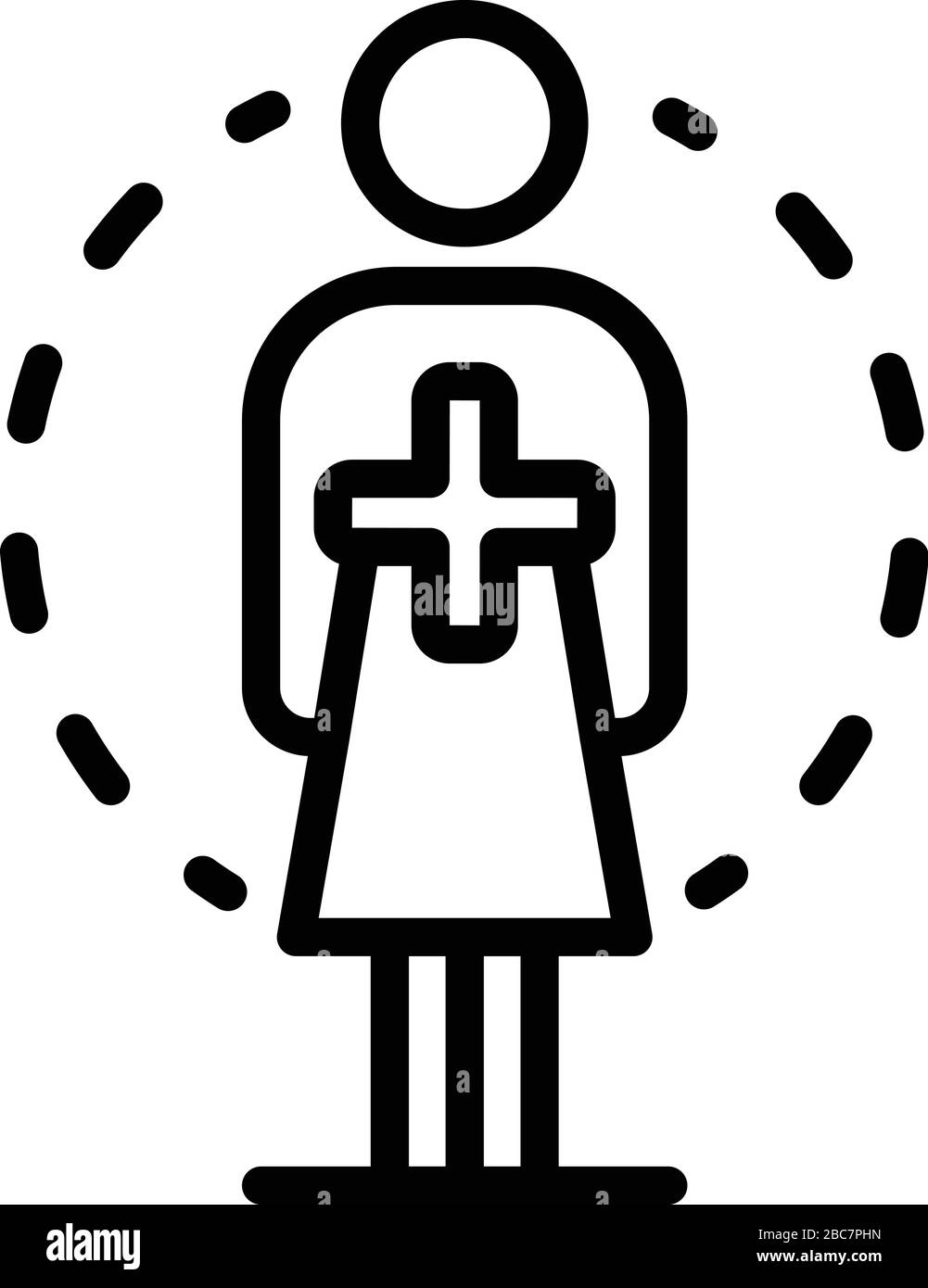 Icône du service social infirmière, style de contour Illustration de Vecteur