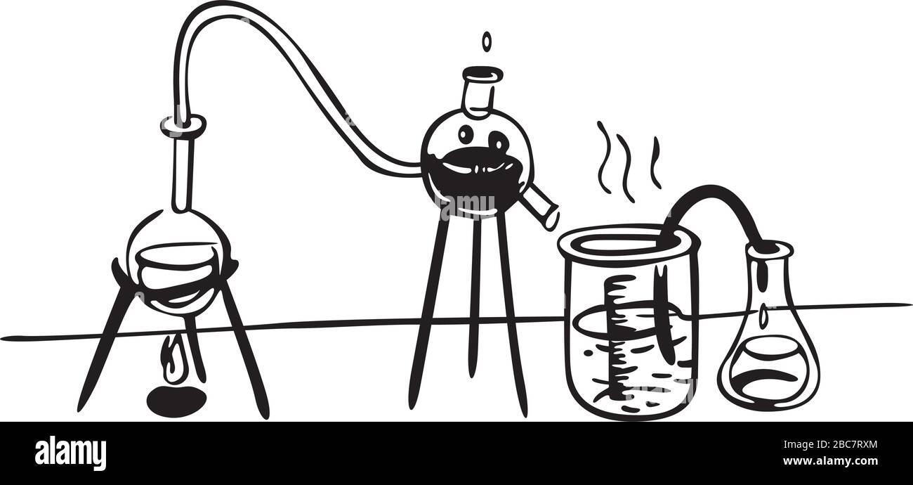 expérience dans un laboratoire chimique Illustration de Vecteur