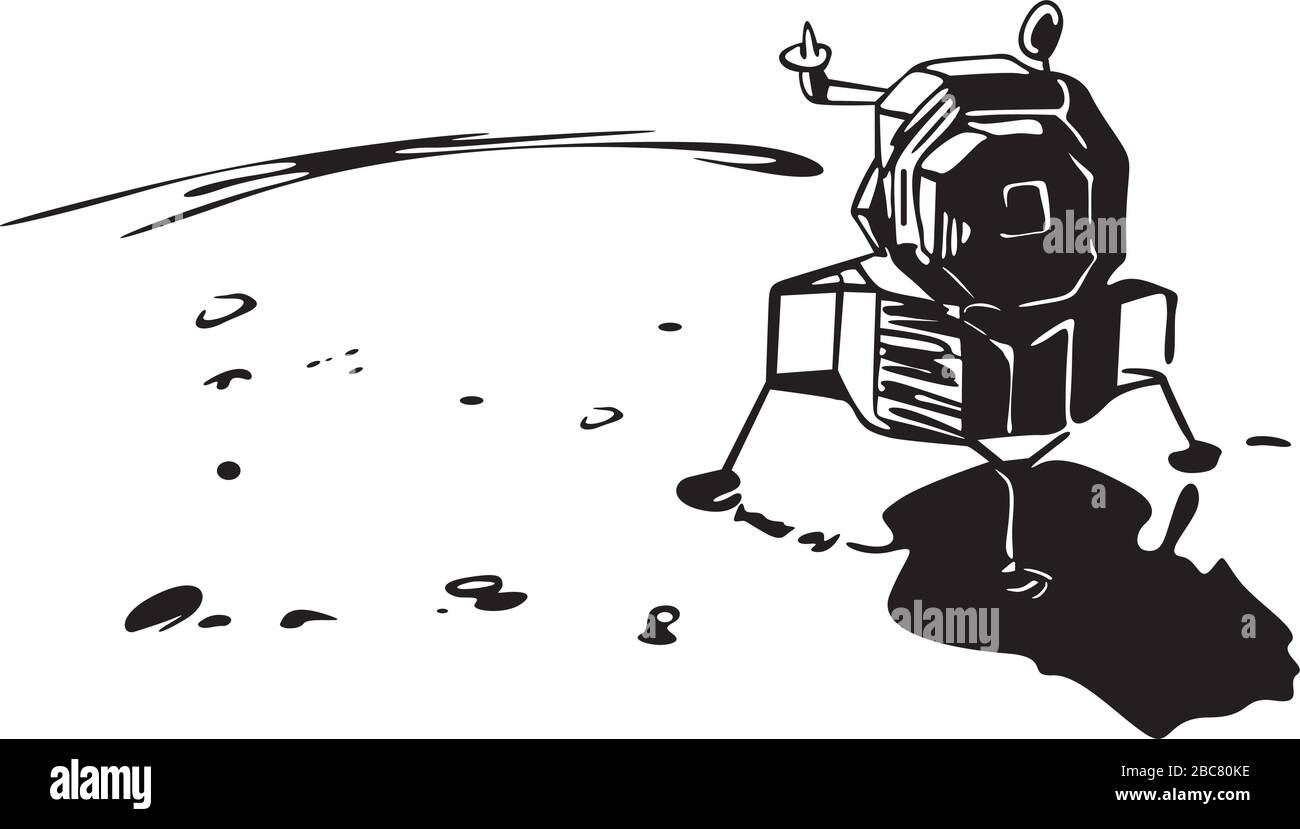 le navire a atterri sur la lune Illustration de Vecteur