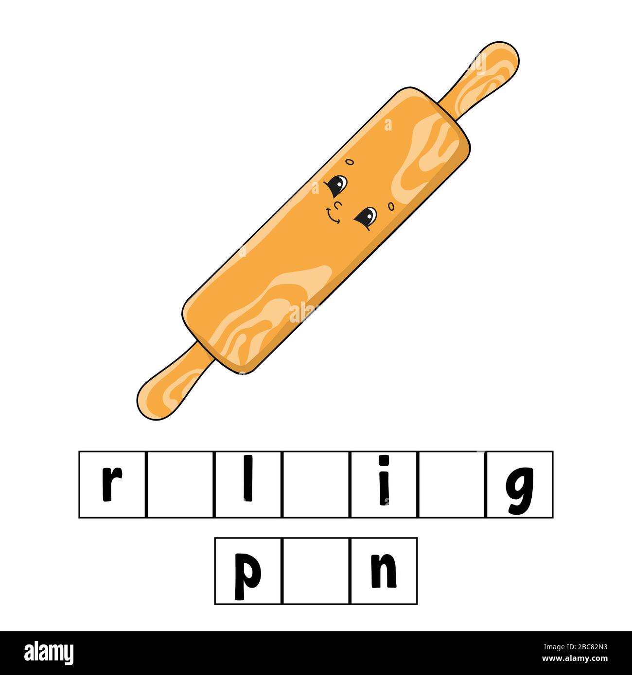 Puzzle de mots. Goupille de roulement. Feuille de travail de développement de l'éducation. Jeu d'apprentissage pour les enfants. Page d'activité couleur. Puzzle pour enfants. Anglais pour préscolaire. VE Illustration de Vecteur