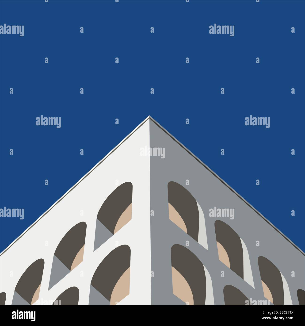 Architecture emblématique du Palazzo della Civilta à Rome (Vector/Illustration) Illustration de Vecteur