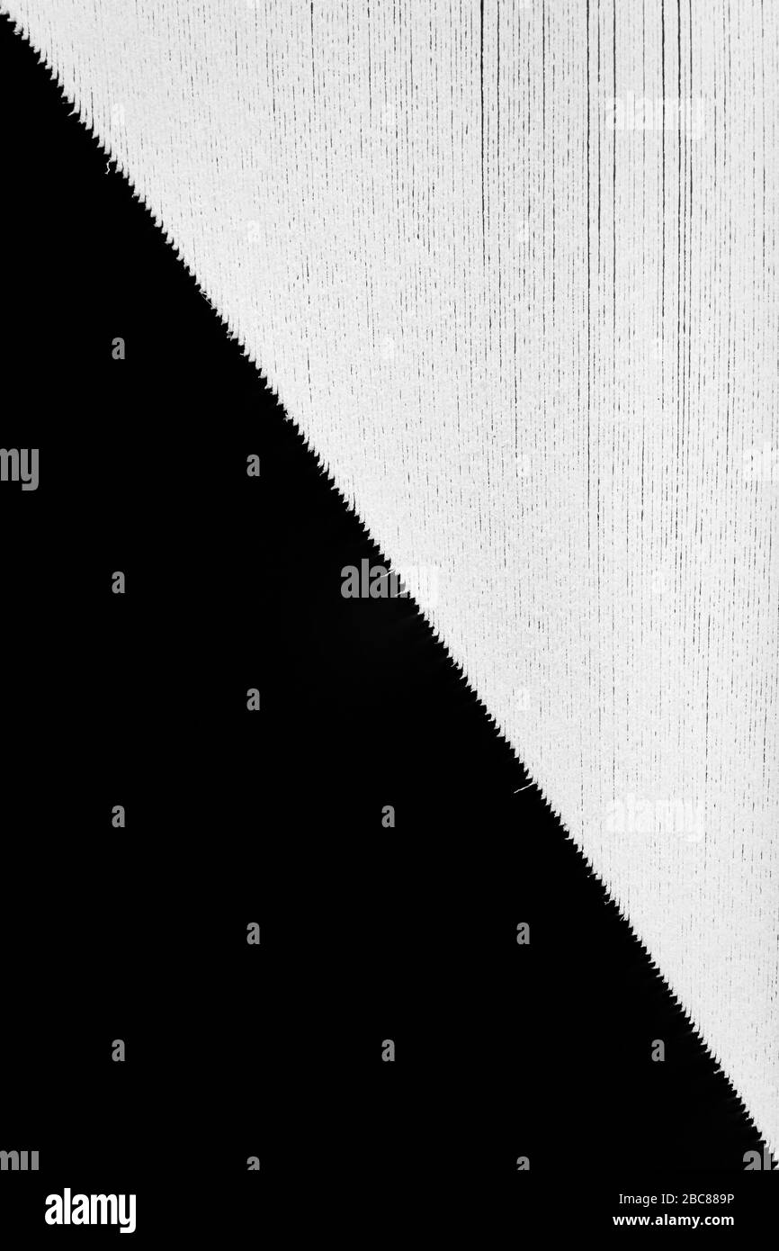 Macrophotographie de bords de livre avec espace négatif noir sous forme de triangle Banque D'Images