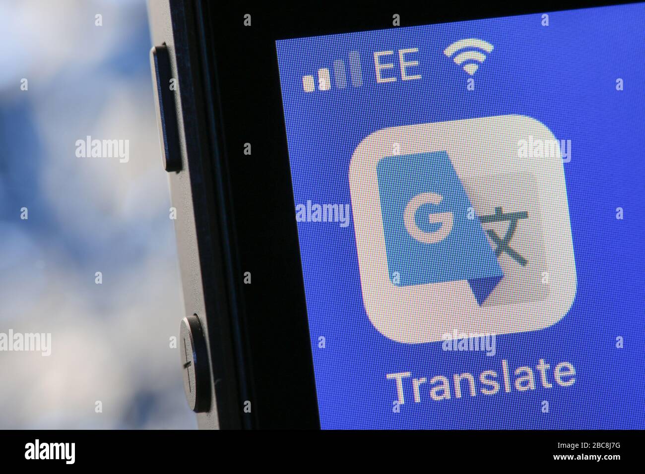 Application Google Translate sur un iPhone. Banque D'Images