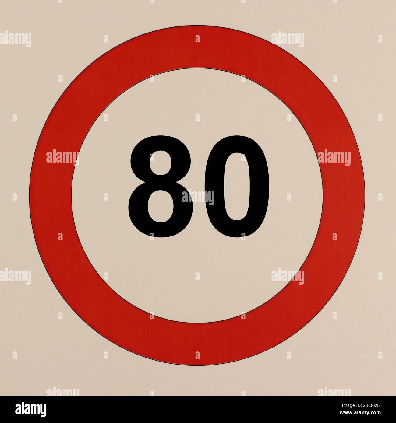 Grafische Darstellung des Straßenverkehrszeichens 'maximum Geschwindigungen 80 km pro Stunde' Banque D'Images