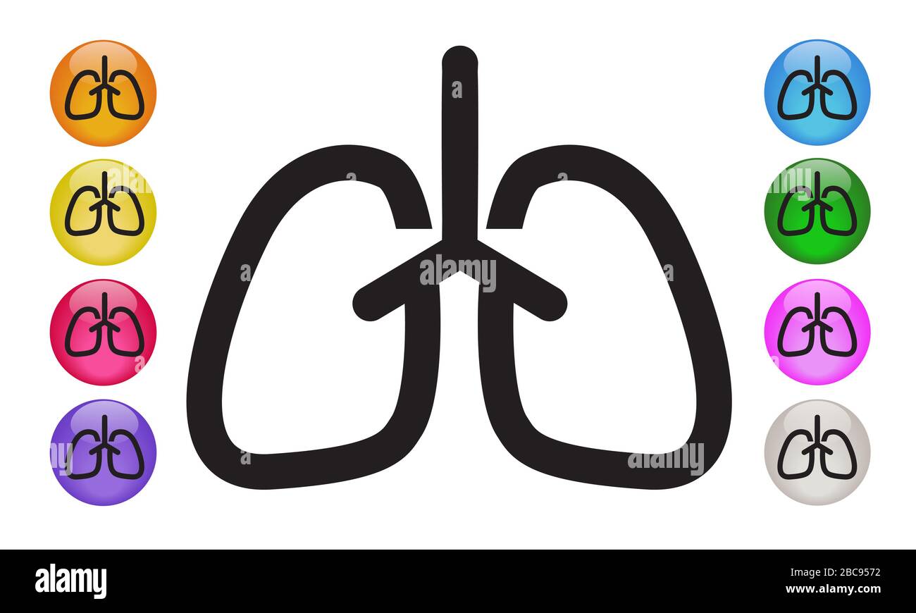 Poumons, icône médicale en style ligne, illustration vectorielle EPS 10 Banque D'Images
