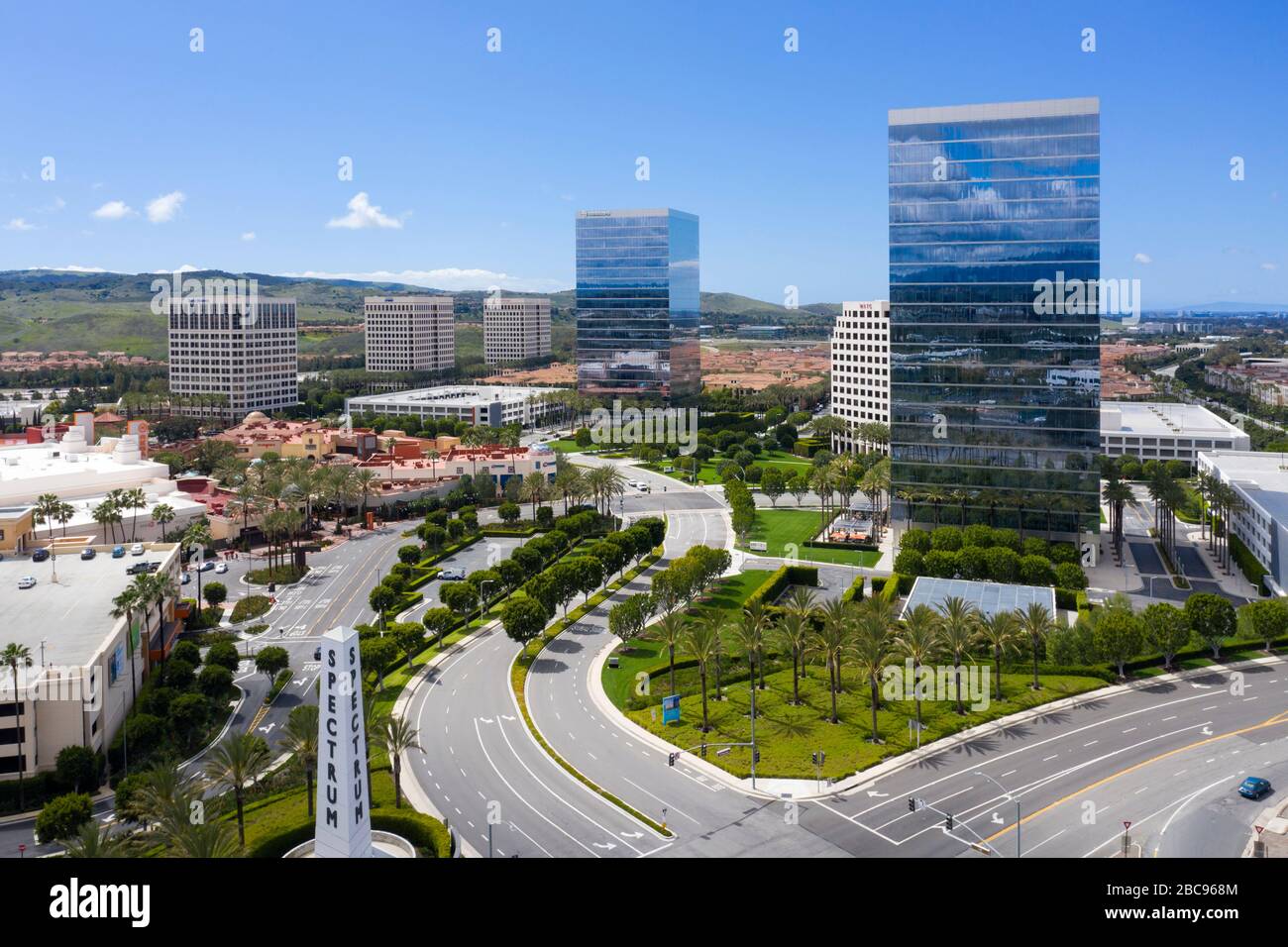 Vues aériennes des bureaux du spectre Irvine Banque D'Images