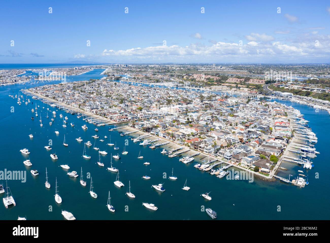 Vue aérienne de l'île Balboa Newport Beach Californie Banque D'Images