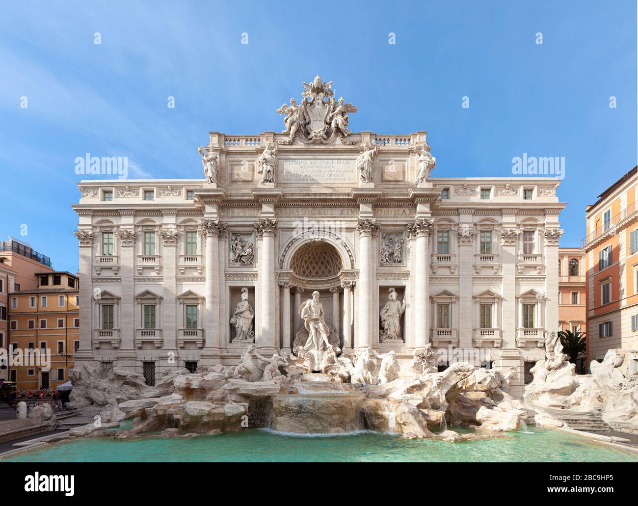 Fontaine de Trévi (Fontana di Trevi). Vue sur la fontaine du quartier de Trevi à Rome, Italie. Pas de gens Banque D'Images