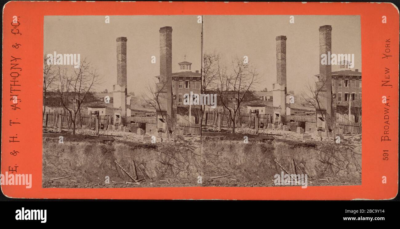 Ruines après le départ du général de l'Union William Sherman, Atlanta, Géorgie, Stereo Card, E. & H.T. Anthony & Co., novembre 1864 Banque D'Images