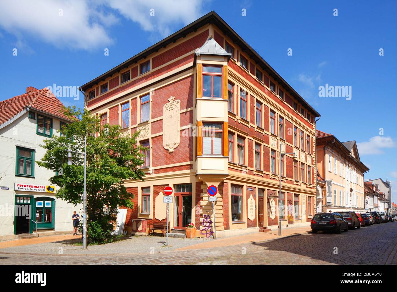 Schelfstadt avec maisons à colombages, Mecklembourg-Poméranie-Occidentale, Allemagne, Europe Banque D'Images