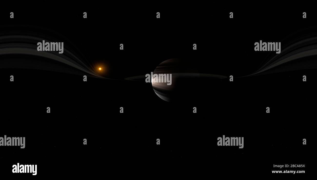 Image VR montrant le dessous des anneaux de Saturne. Il est conçu pour être utilisé dans un casque VR ou pour la projection à l'intérieur d'un dôme. Banque D'Images