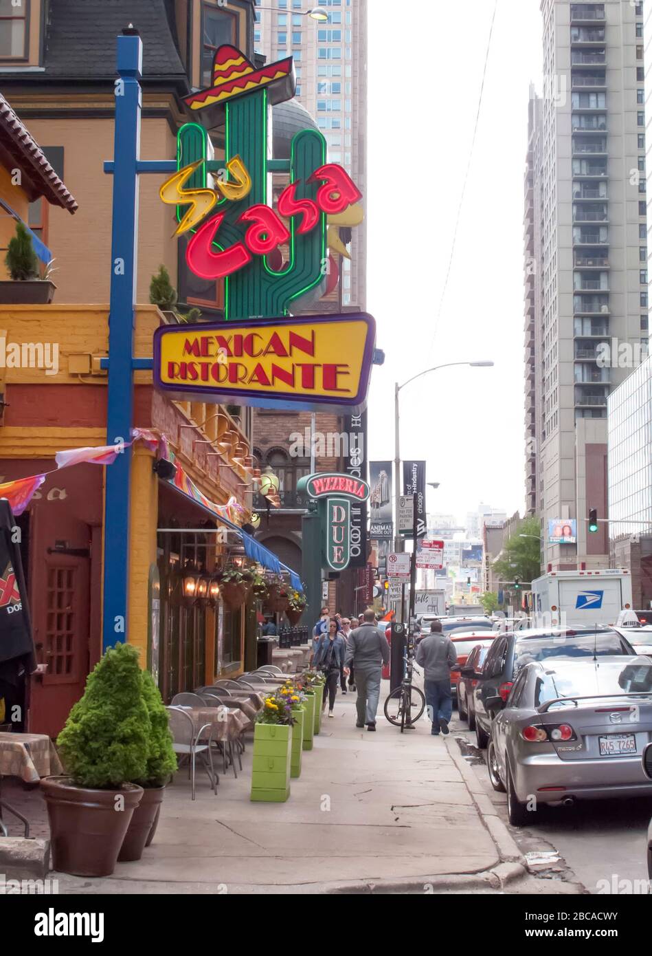 Restaurant mexicain à Chicago avec orthographe italienne 'Ristorante' Banque D'Images