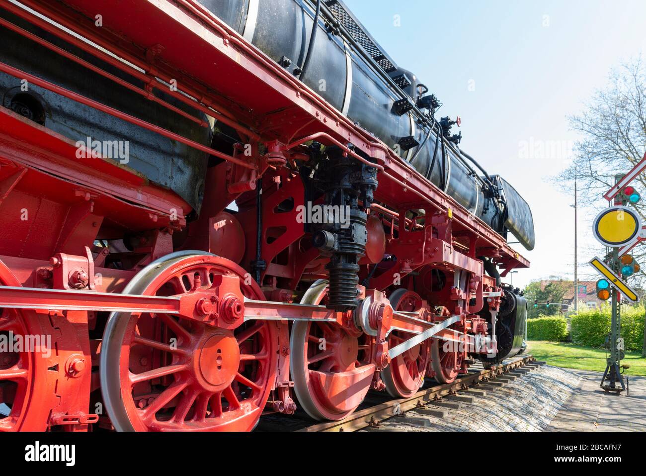 Allemagne, Basse-Saxe, Frise orientale, Emden, locomotive à vapeur 043 à la gare d'Emder. Banque D'Images