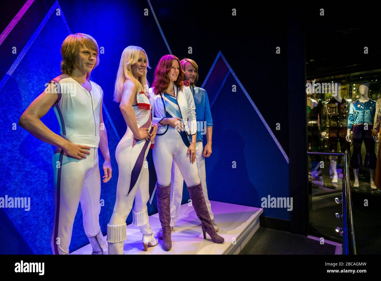Suède, Stockholm, Djurgarden, ABBA Museum, musée du groupe pop suédois Abba, personnages de cire D'ABBA Banque D'Images