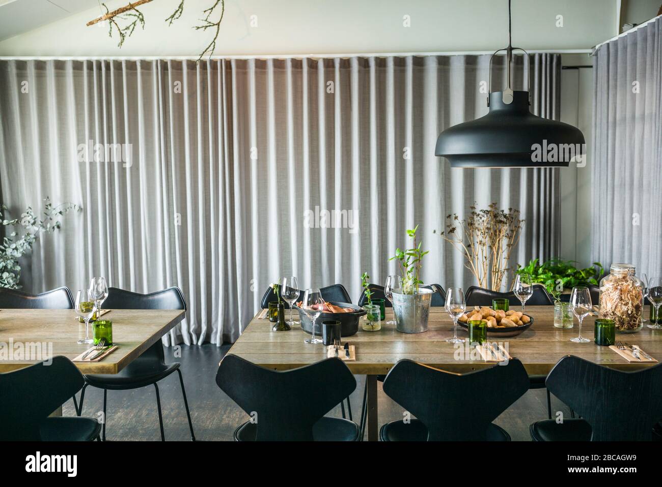 Suède, Stockholm, Fotografiska photo Museum, intérieur du restaurant du musée Banque D'Images