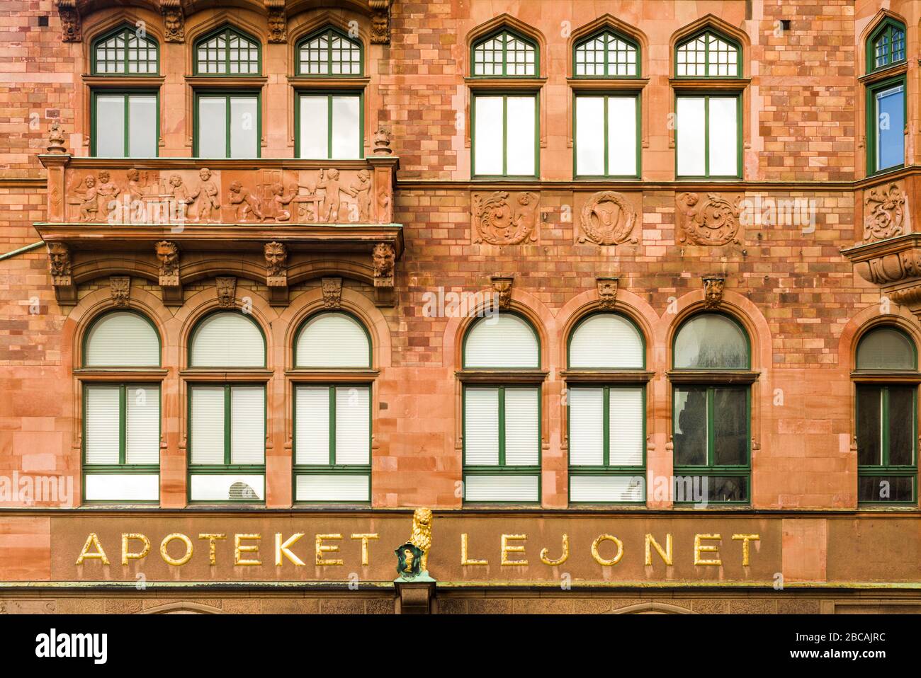 Suède, Scania, Malmo, place Stortorget, Apoteket Lejonet, la plus ancienne pharmacie de ville, extérieur Banque D'Images